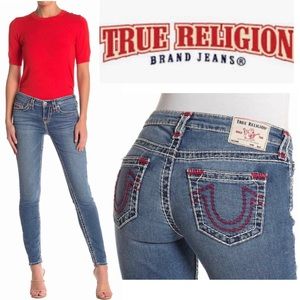 True Religion Red Stitch Skinny Jeans NWT